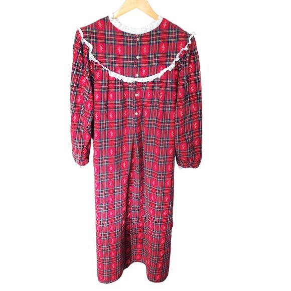 L.L. Bean Vintage Red Plaid Flannel Nightgown  Grannycore Holiday 90s - Picture 1 of 7